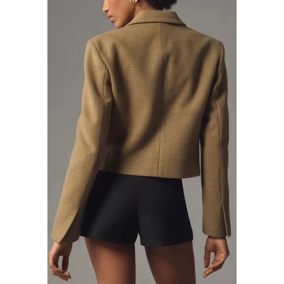 By Anthropologie Cropped Blazer Camel Beige 22 - Picture 4 of 5